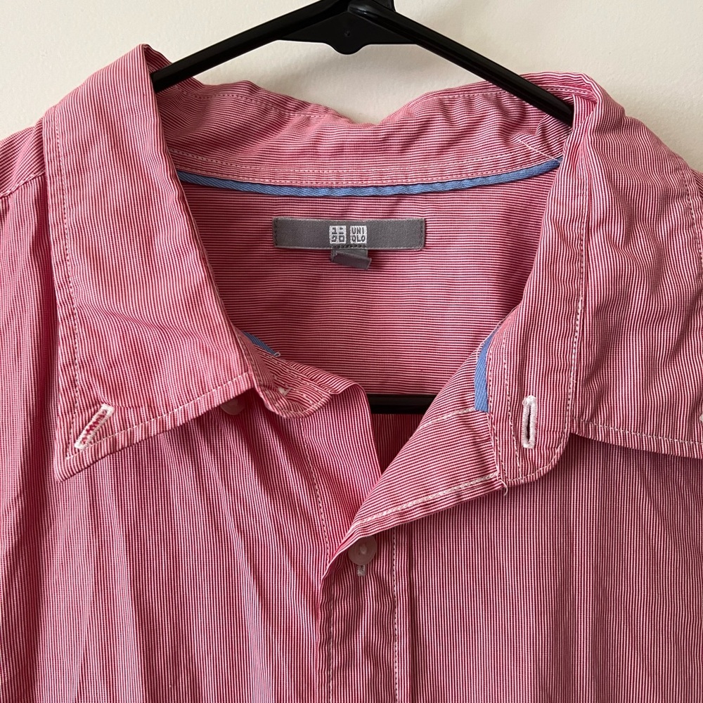 Uniqlo Pink Micro-Striped Button-Down Shirt